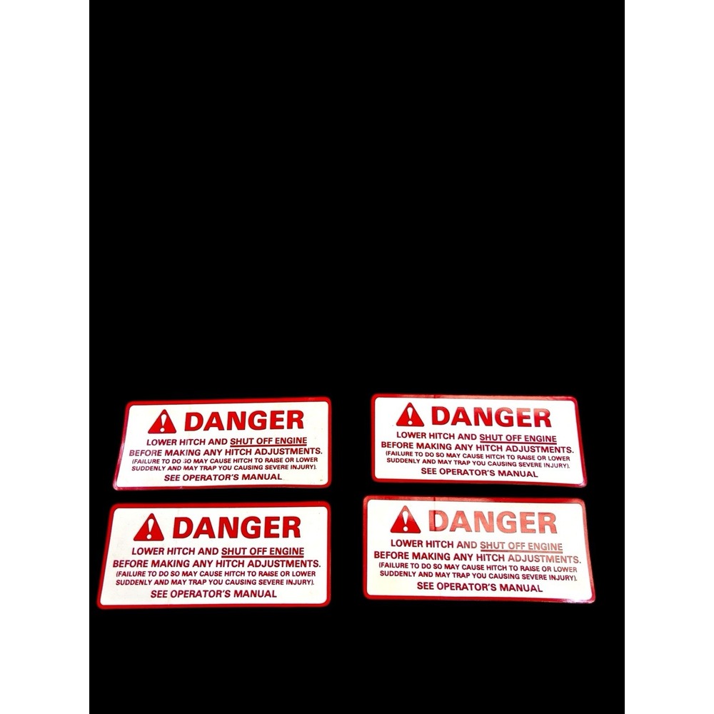 Vintage DANGER Equipment Safety Warning Decals‎ Stickers Tractor Hitch Lot of 4